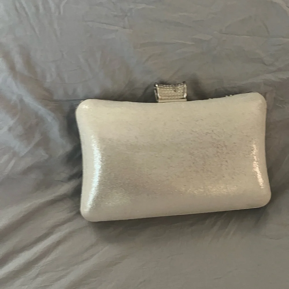 Silver Crystal Embellished Evening Clutch - Women Bags - Picture 4 of 5